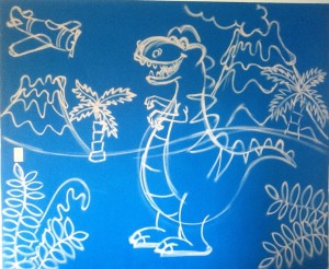 Noah's dino mural step one